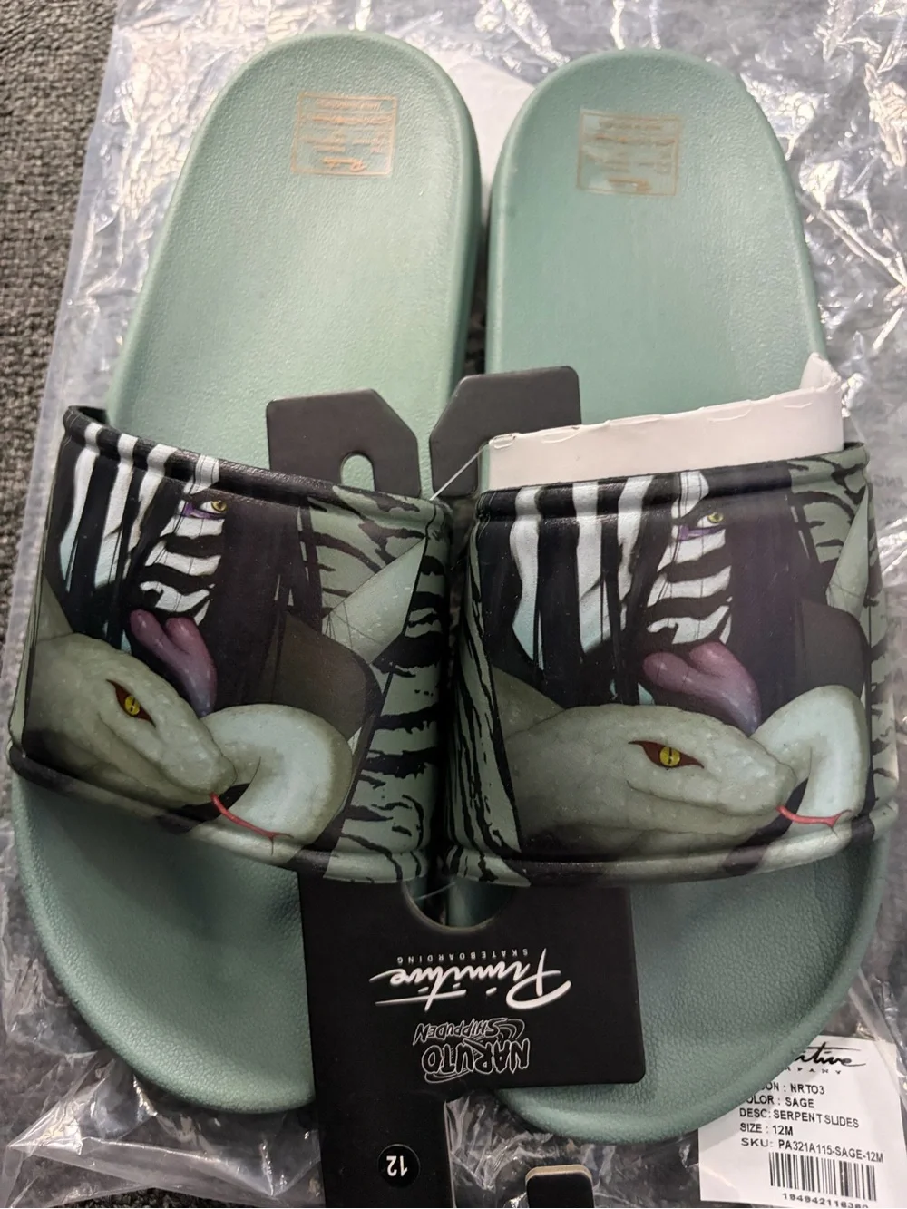 NWT 🐍 Naruto x Primitive Skateboarding Collab Mens Slides flip flops size 12